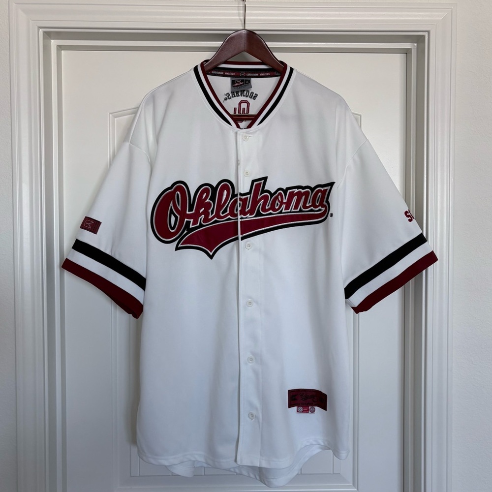 Oklahoma Sooners White Button Up Baseball Jersey